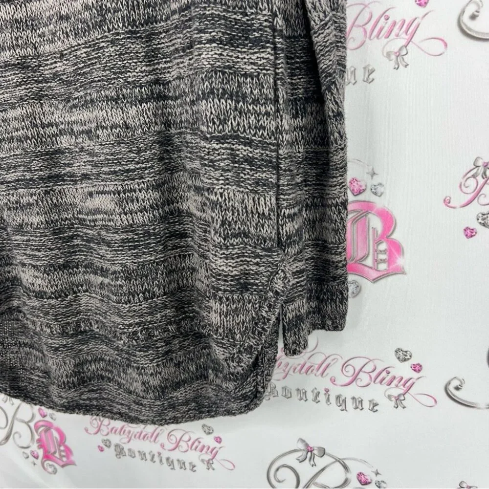 Volcom sweater knit crochet heathered grey black Charcoal Women's Sweater